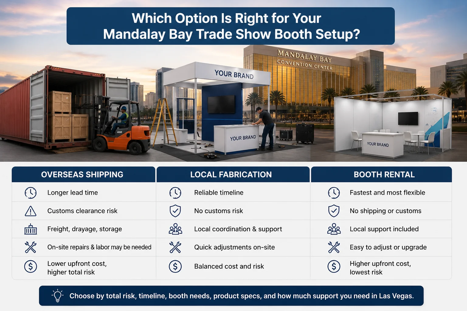 Mandalay Bay trade show booth setup shipping versus local fabrication